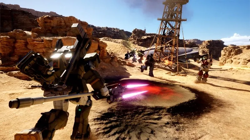 Imagem de divulgação das batalhas de Gundam Battle Operation 3.