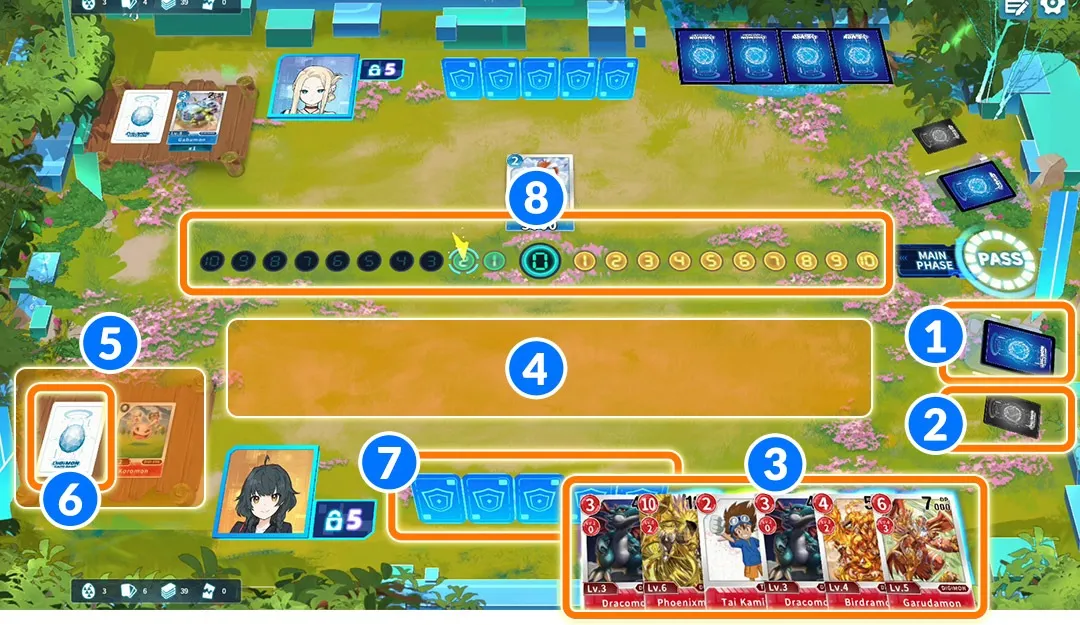 Captura oficial do Digimon Alysion mostra o jogo de cartas no celular.