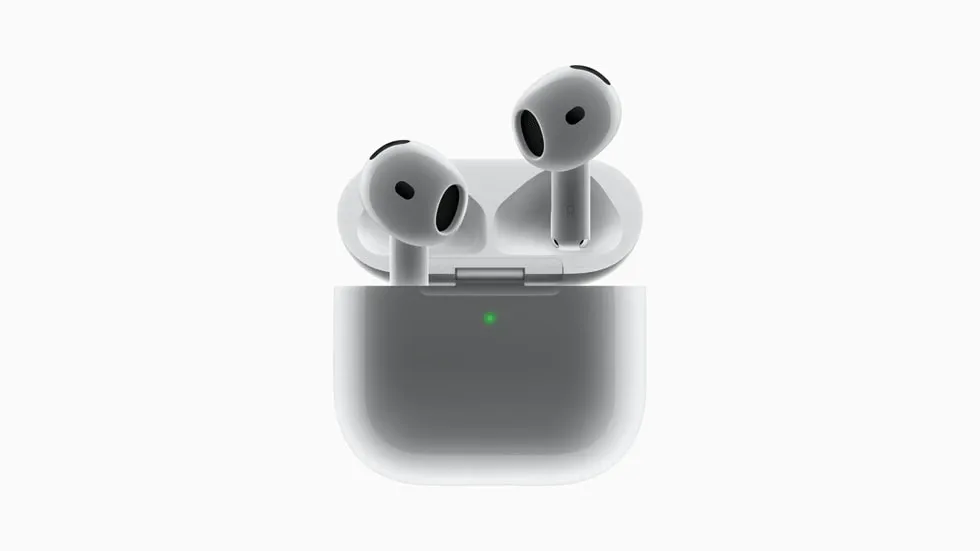 Imagem aproximada dos AirPods 4.
