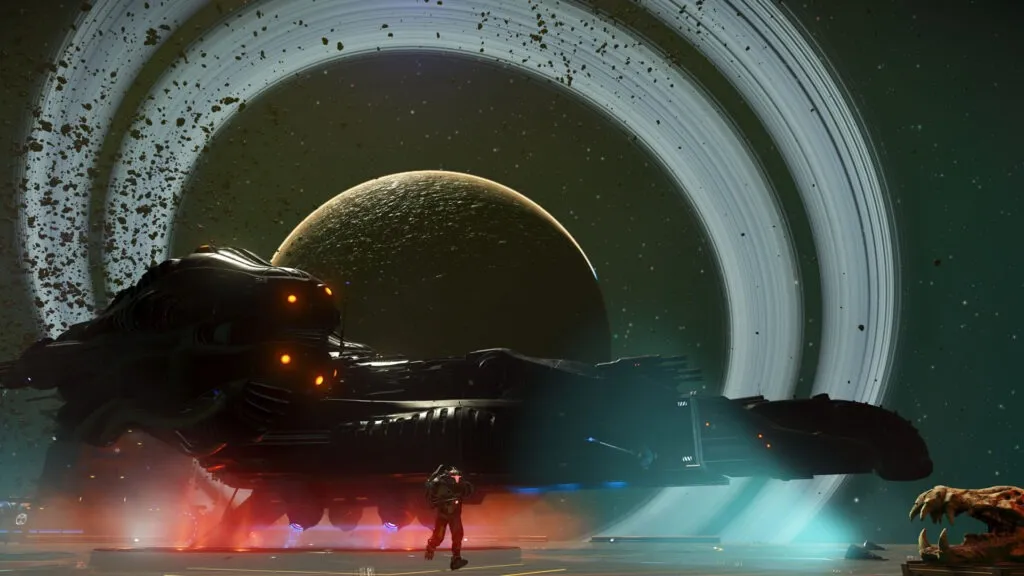 Cena espacial de No Man’s Sky FORSAKEN em captura oficial.