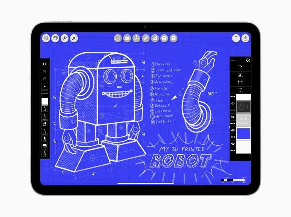 O app Morpholio Trace é mostrado no novo iPad com chip A16.